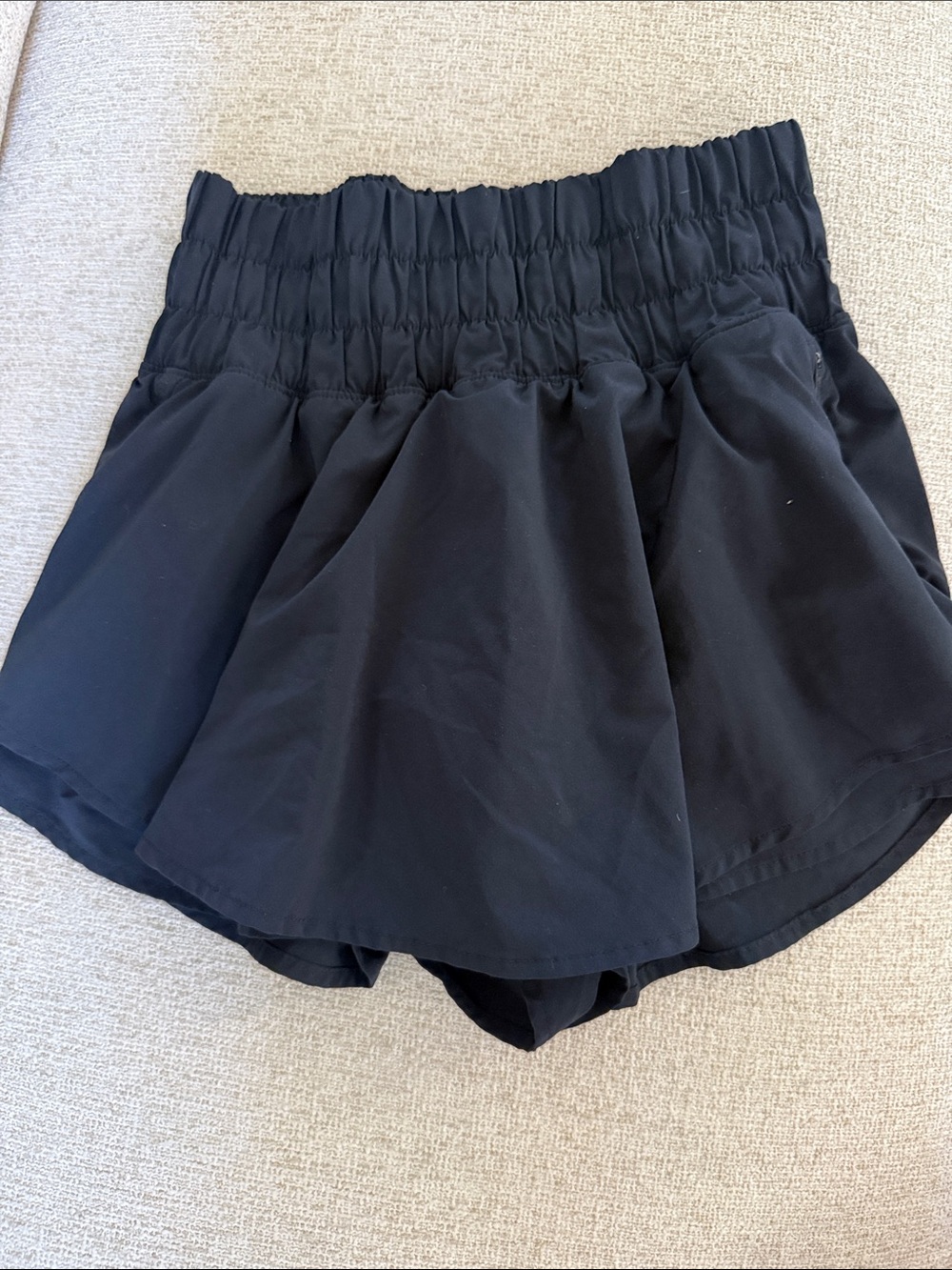 CRZ YOGA Black Smocked Waist Ruffle Skort